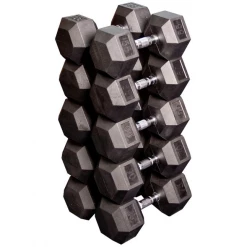 Body Solid Commercial 55 - 75lb Rubber Hex Dumbbell Set