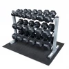 Body Solid STRENGTH Rubber Hex 5-50lb Commercial Dumbbell Package With Tiered Rack & Mat (New)